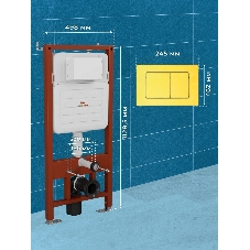 Инсталляция усиленная BAU IDEAL, клавиша BAU Light антивандальная, нержавеющая сталь золото