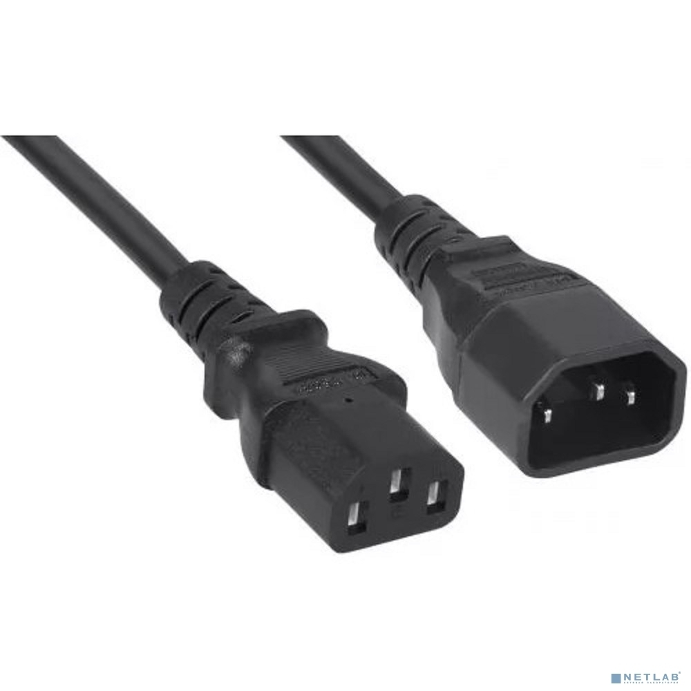 Кабель питания Filum ПВС-АП 3x1.0 С13 - C14, 220/250В, 10А, чёрный, 1.5м
