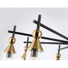 Люстра Ambrella light LH55258/9 BK/BS/CL черный/латунь/прозрачный E14*9 max 40W D770*530