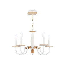 Светильник Ambrella light TR9592/5 WH/LW белый/светлое дерево E14/5 max 40W D555*660