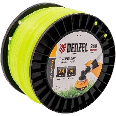 Леска для триммера Denzel звезда, 2,4мм х 260м, на DIN катушке FLEX CORD