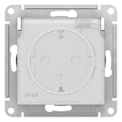 Розетка AtlasDesign Aqua 16А IP44 с заземл. защ. шторки с прозрачной крышкой быстрозажим. клем. механизм белый SE ATN440146S