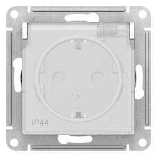 Розетка AtlasDesign Aqua 16А IP44 с заземл. защ. шторки с прозрачной крышкой быстрозажим. клем. механизм белый SE ATN440146S
