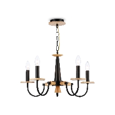 Светильник Ambrella light TR9593/5 BK/LW черный/светлое дерево E14/5 max 40W D555*660