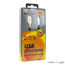Кабель Cablexpert для Apple CC-G-APUSB01Bk-1M, AM/Lightning, серия Gold, длина 1м, черный, блистер