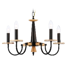 Светильник Ambrella light TR9593/5 BK/LW черный/светлое дерево E14/5 max 40W D555*660
