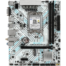 Материнская плата Maxsun B760M GAMING WIFI ICE, LGA 1700, Intel B760, 2xDDR4, 3xSATA, 1xM.2, 1xPCIe 4.0 x16, 1xPCIe x1, 1xVGA, 1xHDMI, 1x1Gb LAN, Wi-Fi 5, Bluetooth 4.2, 2xUSB-A 5Gbps, 4xUSB-A 2.0, 3x3.5 мм, 7.1, белый, mATX