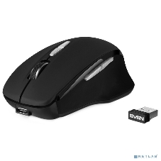 Мышь беспроводная SVEN RX-590SW черный, 1600 dpi, радиоканал, Bluetooth, USB, кнопки - 7