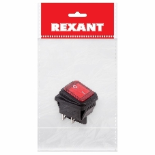 Выключатель клавишный Rexant 250V 15А (4с) ON-OFF красный с подсветкой, влагозащита (RWB-507) Индивидуальная упаковка 1 шт