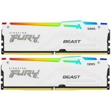 Оперативная память Kingston Fury Beast, DDR5, 32Gb (2x16Gb), 6000MHz, CL36, DIMM, с радиаторами, RGB, белый