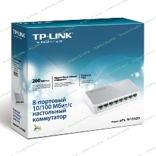 Коммутатор TP-Link SOHO TL-SF1008D Коммутатор 8-port 10/100M mini Desktop Switch, 8 10/100M RJ45 ports, Plastic case