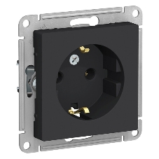 Механизм розетки 1-м СП AtlasDesign с заземл. 16А карбон SchE ATN001043