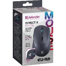 Мышь беспроводная Defender Effect X MS-095 черный, 1600 dpi, радиоканал, USB, кнопки - 6