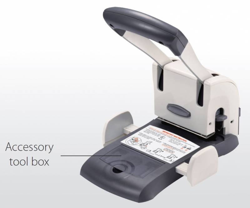 Дырокол Kw-Trio Lever-Tech HD 9546, до 100 листов, металл/пластик серый, отверстий: 2, с линейкой