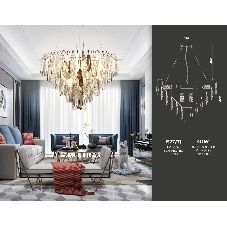 Светильник Ambrella light TR5258/11 SGD/CL золото/прозрачный E27*11 max 40W D600*400