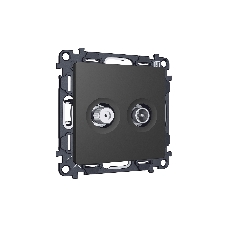 Комплект механизма розетки TV оконечной + SAT 5-862MHz 3.5dB/950-2150MHz 3.5dB ALFA Графит мягкое касание QUANT (AP9133, VM217) MA913310