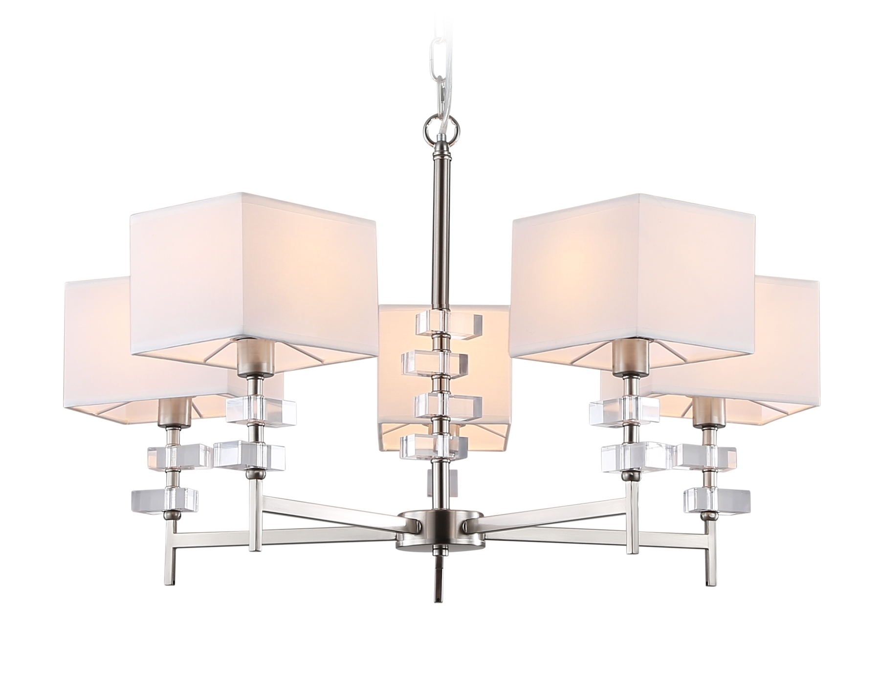 Люстра Ambrella light LH71321/5 SN/WH никель/белый E14/5 max 40W D700*850