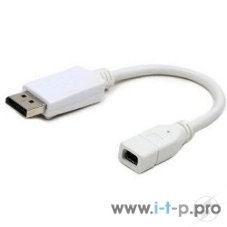 Переходник miniDisplayPort - DisplayPort, Cablexpert A-mDPF-DPM-001-W, 20F/20M, длина 16см, белый, пакет