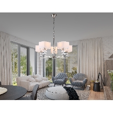 Люстра Ambrella light LH71321/5 SN/WH никель/белый E14/5 max 40W D700*850