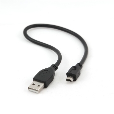 Кабель Gembird USB 2.0 PRO для соед. 0,3м AM/miniBM позол.конт., черный