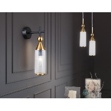 Настенный светильник Ambrella light LH55260 BK/BS/CL черный/латунь/прозрачный E14 max 40W 140*80*310