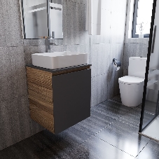 Тумба Bau Dream Blackwood 50 графит, раковина BAU Hotel 48х37, смеситель для раковины высокий Hotel Still, нержавеющая сталь
