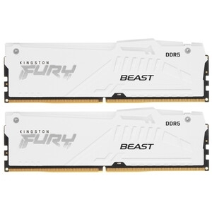 Оперативная память Kingston Fury Beast, DDR5, 32Gb (2x16 Gb), 6400 MHz, CL32, радиатор, RGB, белый