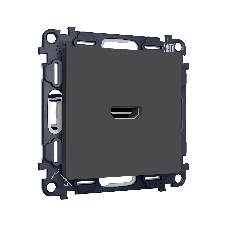 Комплект механизма розетки HDMI 2.0 ALFA Графит мягкое касание 40V/500mA 2.0GHz 5-18Gbit/s QUANT (AP9140, VM222) MA914010