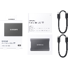 Внешний SSD Samsung T7, 1TB, USB 3.2 Gen 2 Type-C, R/W 1050/1000, серый
