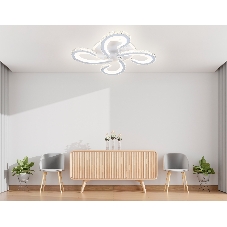Потолочный светодиодный светильник Ambrella light FA1702/4 WH/CH белый/хром 121W 3000K-6400K 560*560*90 (ПДУ РАДИО 2.4G)