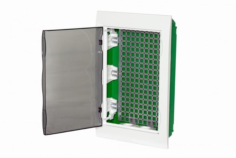 Корпус встраиваемый SE EZ9E312S2FIT City9 Box IT 3 ряда 36мод. 2 розетки с прозрачной дверцей