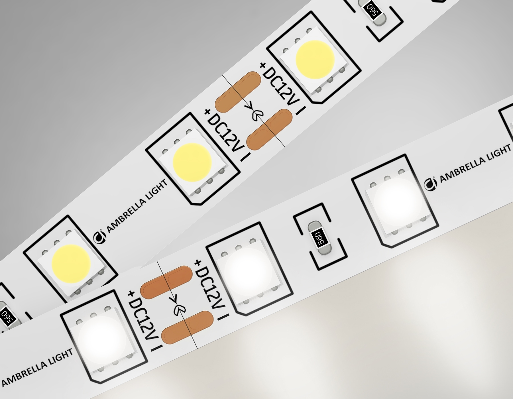 Светодиодная лента Ambrella light GS2002 5050 60Led/ 14.4W m/ 12V IP20 4500K/ 5000*10*1.87mm (2 конт.)