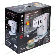 Кофеварка рожковая электрическаяTuarex TK-1245, объем-1.4л, материал- нержавеющая сталь, мощность:1450 Вт, давление пара 20 бар, 2 шт/уп