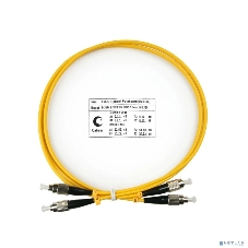Коммутационный шнур оптический Cabeus Tight Buffer, Duplex FC/FC, OS2 9/125, LSZH, 1м, d= 3мм, черный хвостовик, желтый
