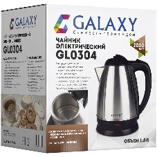 Чайник электрический Galaxy GL 0304 серый, 1.8 л, 2000 Вт, скрытый нагревательный элемент