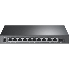 Настольный коммутатор TP-Link TL-SL1311P, 8 портов 10/100 Мбит/с с поддержкой PoE+, 2 гигабитных порта без поддержки PoE, 1 порт SFP, 802.3af/at, бюджет PoE — 65 Вт, стальной корпус