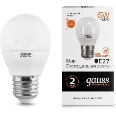 Лампа cветодиодная Gauss LED Elementary Globe 6W E27 2700K Арт.LD53216