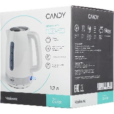 Чайник электрический Candy CK-101 белый, 1.7 л, 2200 Вт, скрытый нагревательный элемент