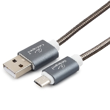 Кабель USB2.0 Cablexpert CC-G-mUSB02Gy-1.8M, AM/microB, серия Gold, длина 1.8м, титан, блистер