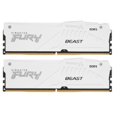 Оперативная память Kingston Fury Beast, DDR5, 64GB (2x32GB), 6000MHz, CL30, DIMM, с радиатором, RGB, белый