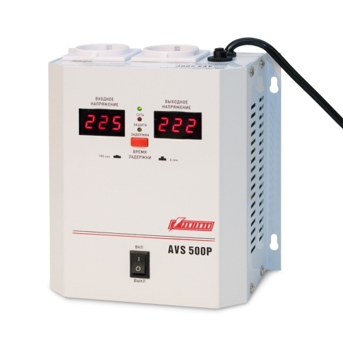 Стабилизатор напряжения Powerman AVS-500P (220В±8% 500ВА,5А,КПД 98%, циф. индикация вх./вых.)
