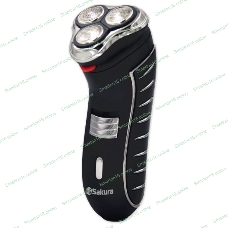 Электробритва Sakura SA-5414BK черный(Бритва электрическая, сухое бритье, работа от аккумулятора. 3 бреющие головки. Прорезиненная поверхность. Индикатор заряда батарейки. Защитная крышка. Щеточка для очистки.)