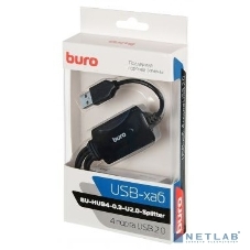 USB-концентратор Buro BU-HUB4-0.3-U2.0-Splitter, USB 2.0, USB 4 порта, USB