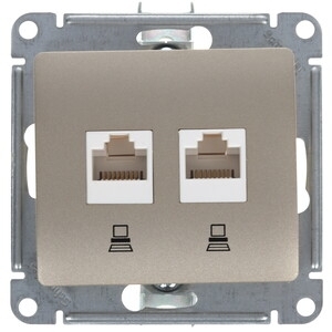 Розетка компьютерная 2-ая компьютерная RJ45+RJ45, кат.5E SE Glossa Графит
