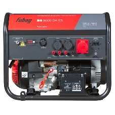 Генератор бензиновый FUBAG BS 8000 DA ES 641018 Мах мощность, (LTP), 9,5 кВА, Длительная мощность (COP), 7.5 кВт 25 бака л, объем 459 см, мощность 10,29/14 кВт/л.с., 230/400 В, 84 дБ (7 м), 102 Вес, кг