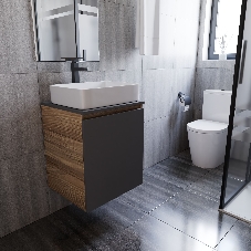 Тумба Bau Dream Blackwood 50 графит, раковина BAU Hotel 48х37, смеситель для раковины высокий Hotel Black, черный