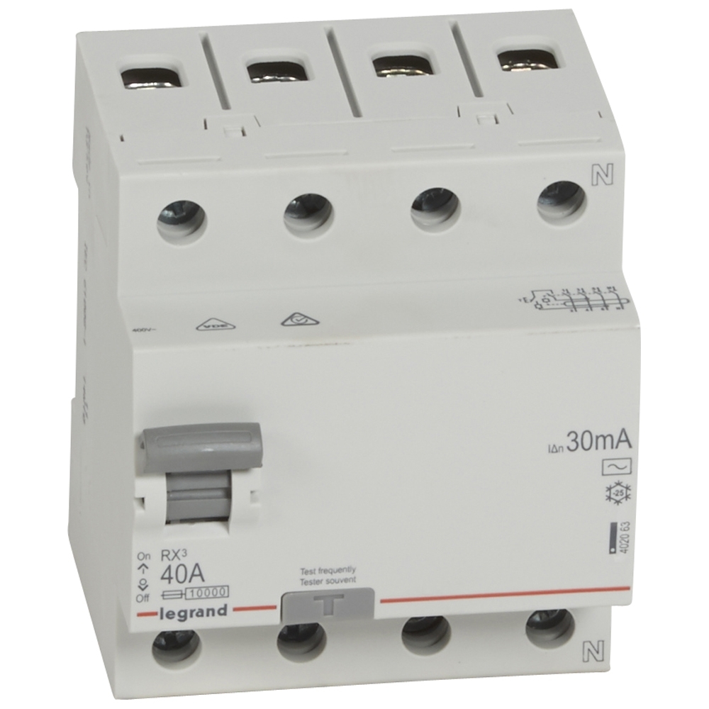 Выключатель дифф. тока Legrand RX3 402063 40A 30мА AC 4П 400В 4мод