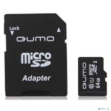 Флеш карта QUMO QM64GMICSDXC10U1 64Gb MicroSDXC Class 10 UHS-I, SD adapter