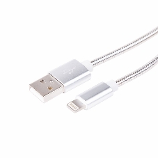 Кабель USB Rexant для iPhone 5/6/7 моделей, шнур в металлической оплетке серебристый
