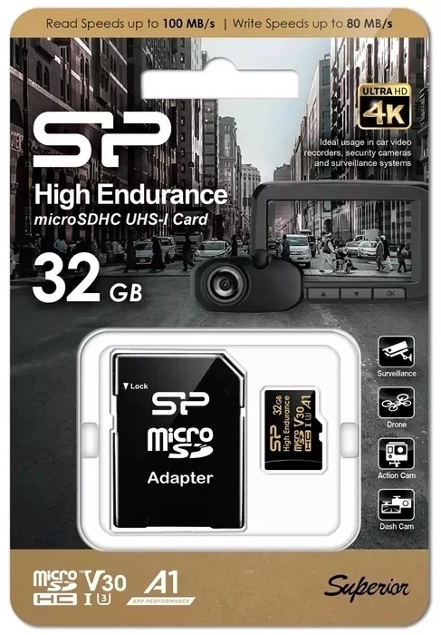 Флеш карта microSDHC 32GB Silicon Power SP032GBSTHDV3V1HSP V30 A1 + adapter